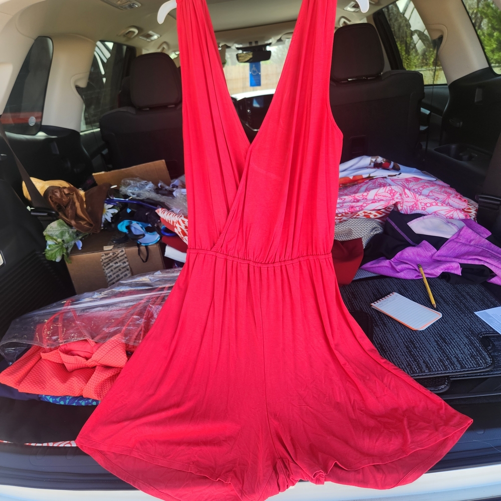 JustFab Red Sleeveless Romper